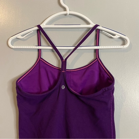 Lululemon Purple Striped Workout Tops Size 6 - Picture 6 of 10